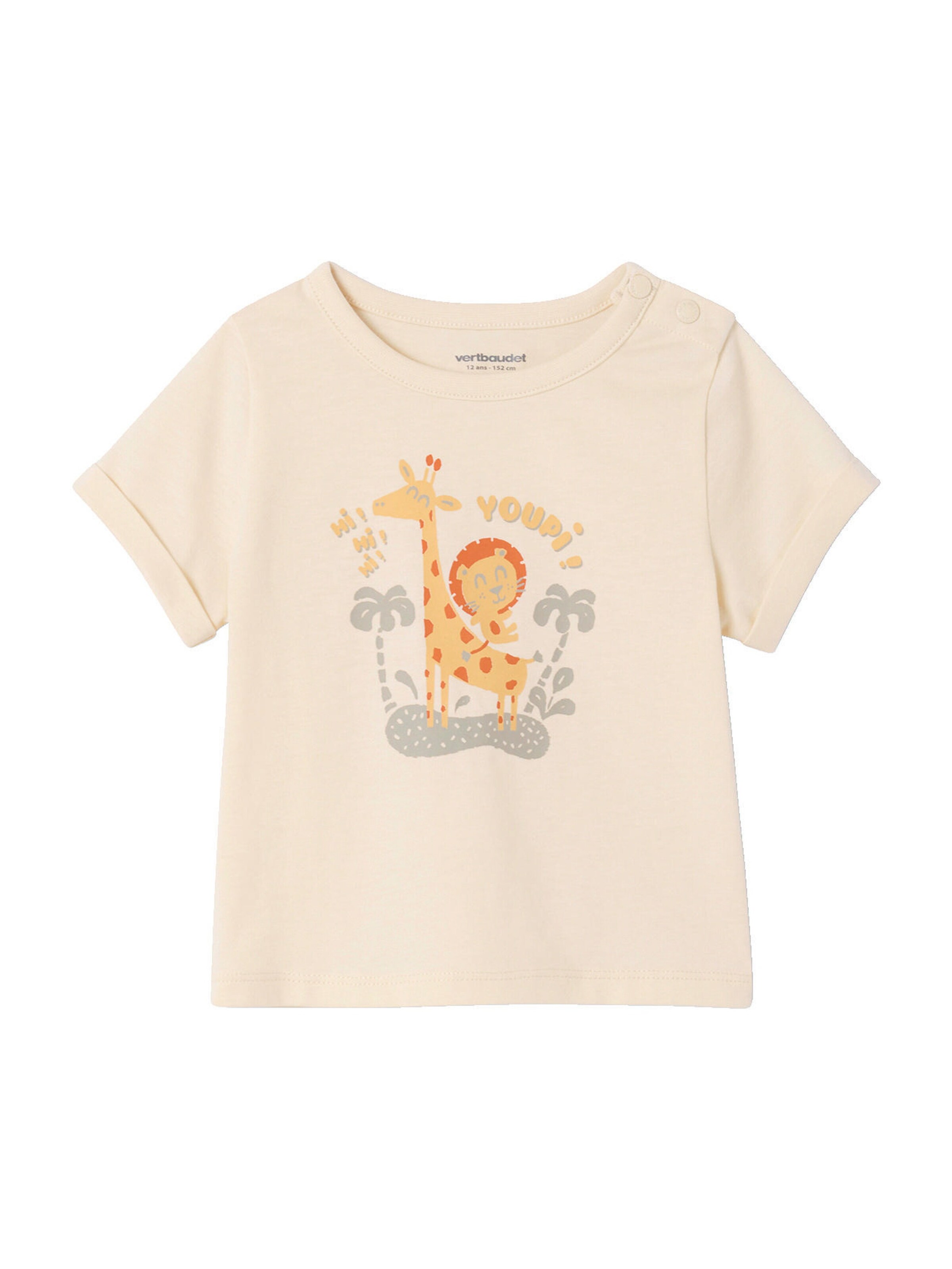Vertbaudet Bio-Kollektion: Baby-Set aus bedrucktem T-Shirt & Shorts karamell