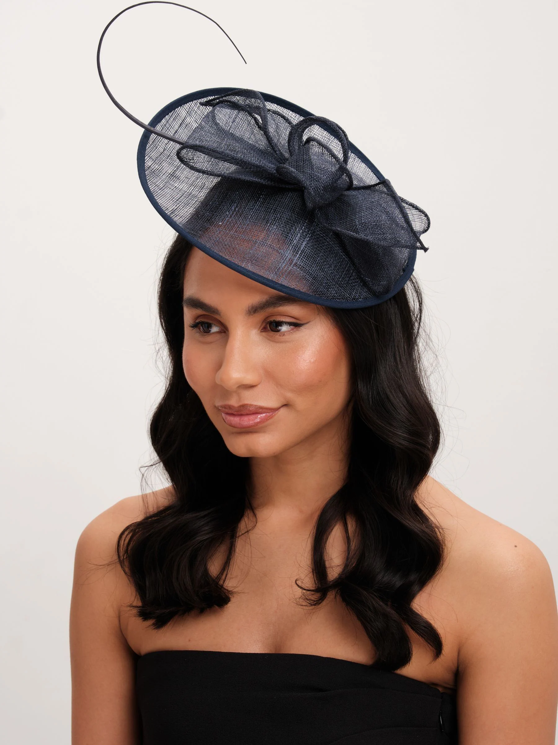 Jon Richard Navy Woven Bow Fascinator