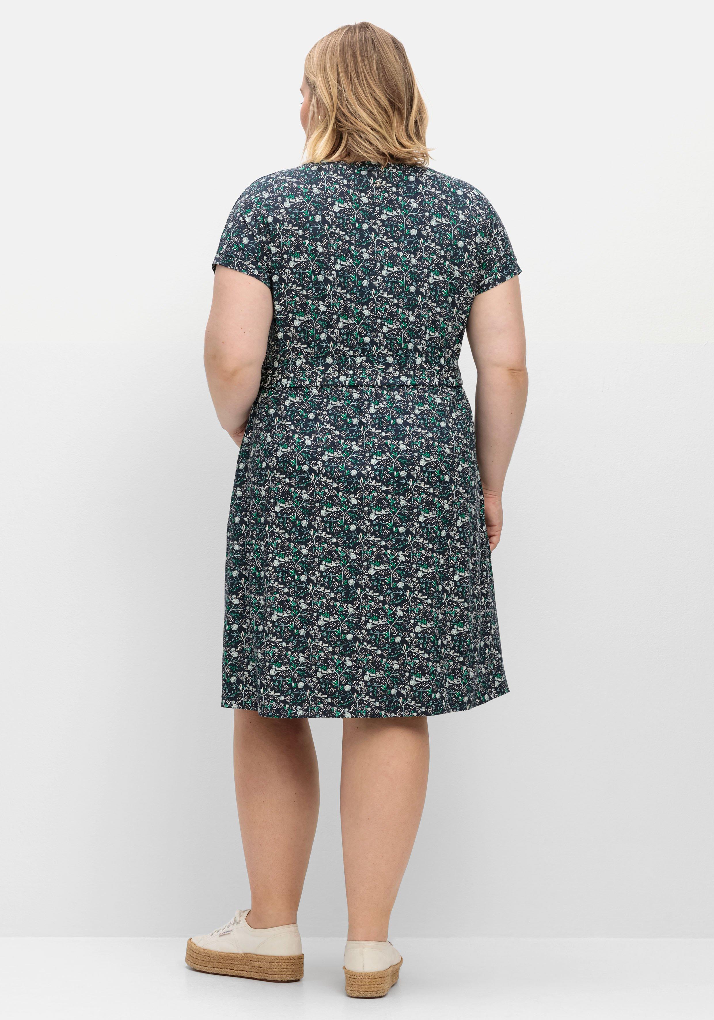 Jerseykleid mit Blumenprint und Bindegürtel