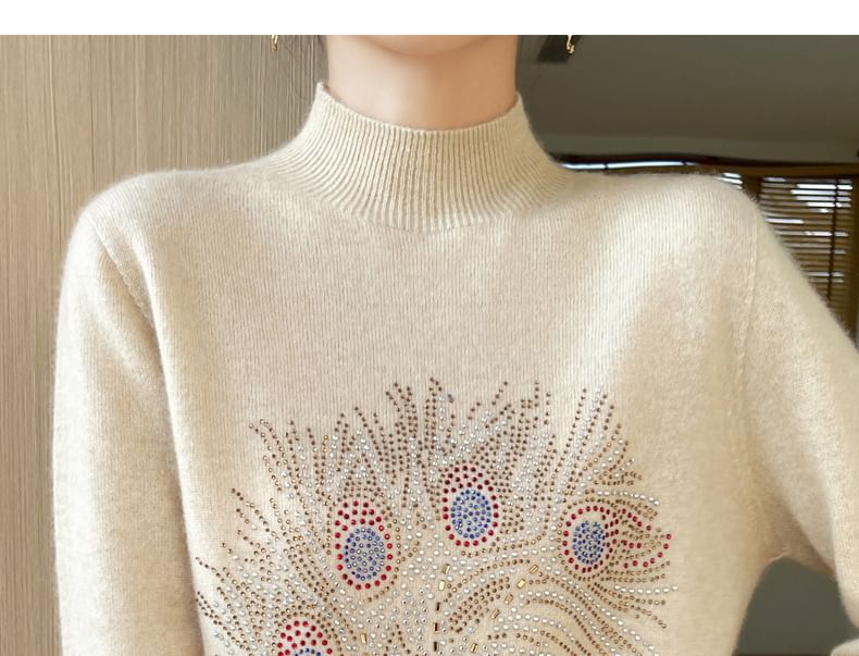 Weelop - Top met lange mouwen en nephals en strass steentjes