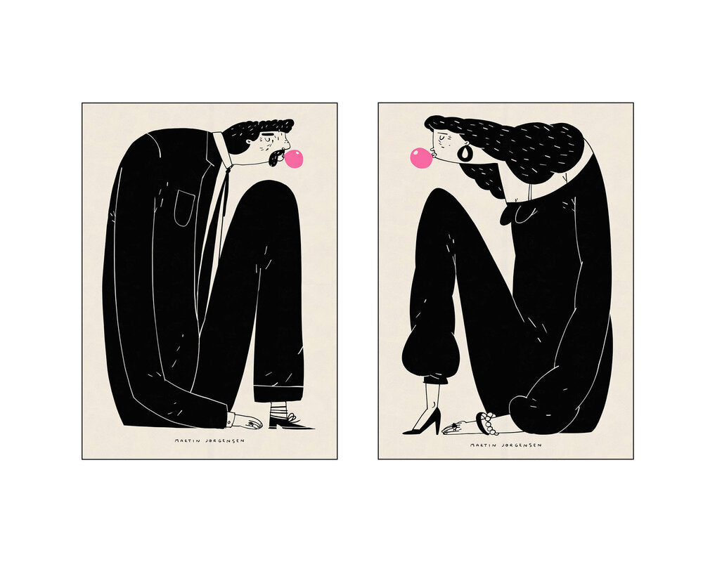 Poster & Frame  Bubblegum Kiss artwall plakater m. ramme, 2 stk. - 50x70 cm.