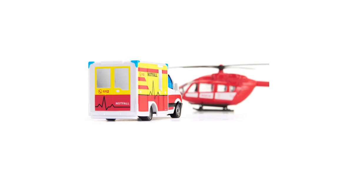 SIKUSuper - Mercedes-Benz ambulance en helikopter Modelvoertuig