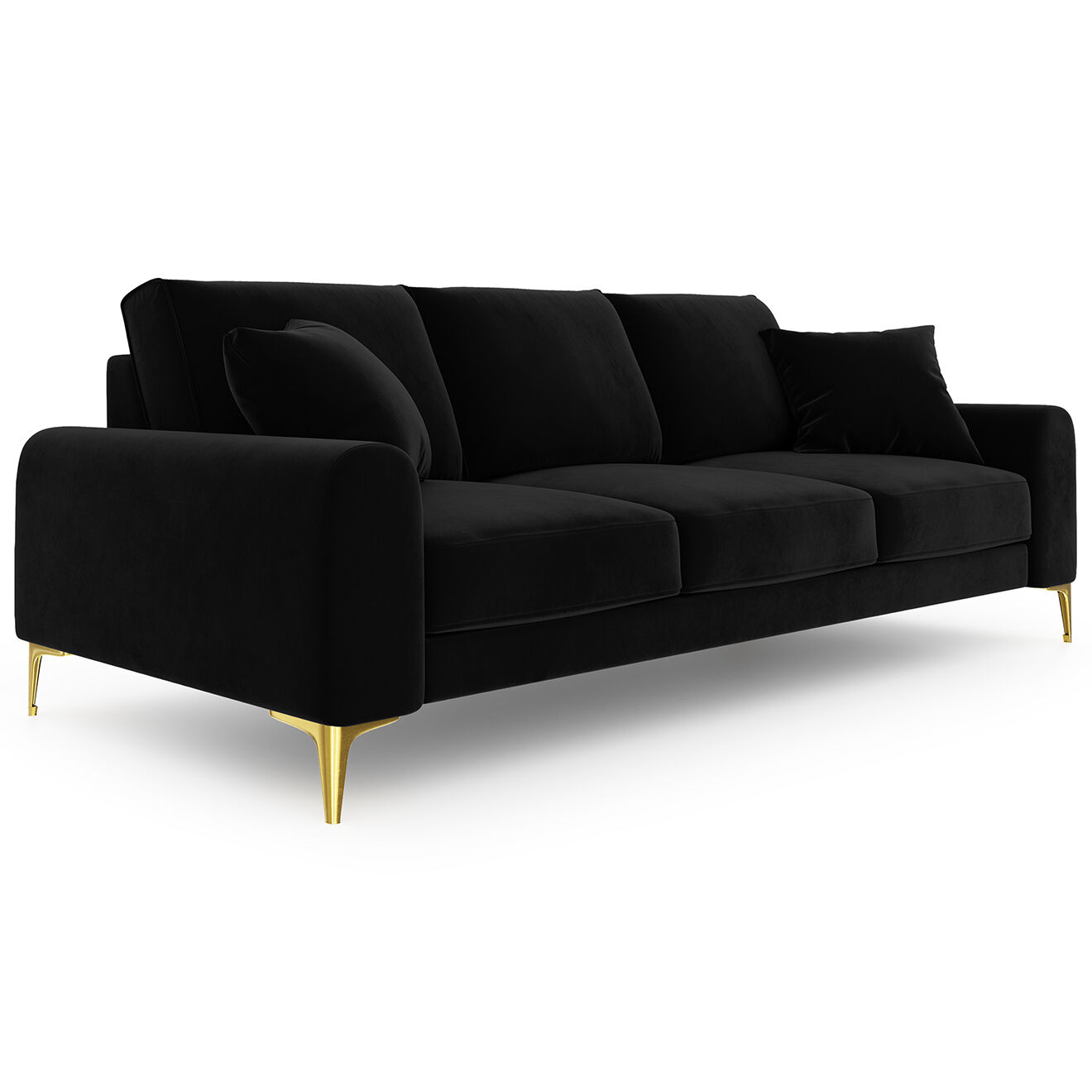 Mazzini Sofas Canapé Velours Madara noir - 237x102x90 cm