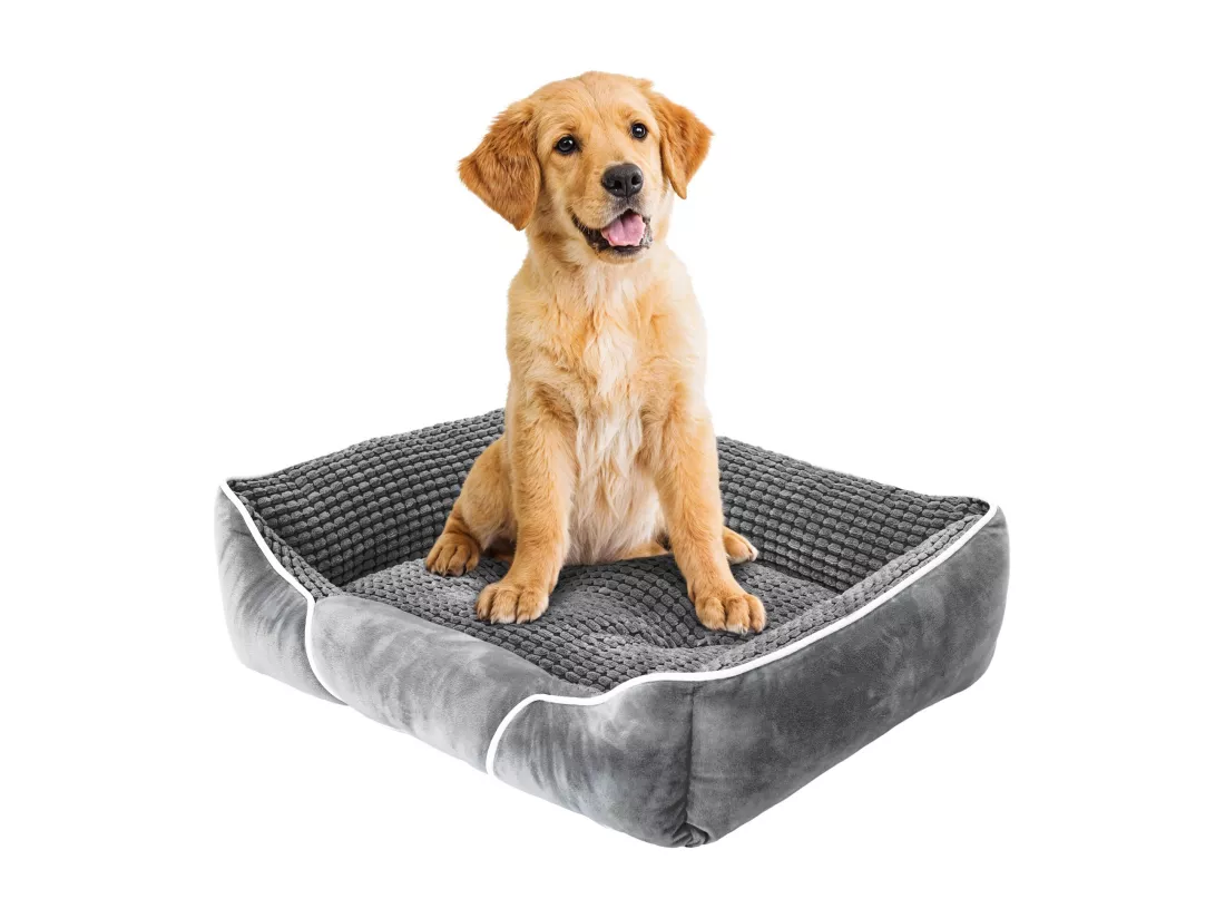 YITAHOME Panier - Moyen Chien - Gris - Dehoussable - Orthopédique - lit Chien - Matelas Lavable - 64x53cm