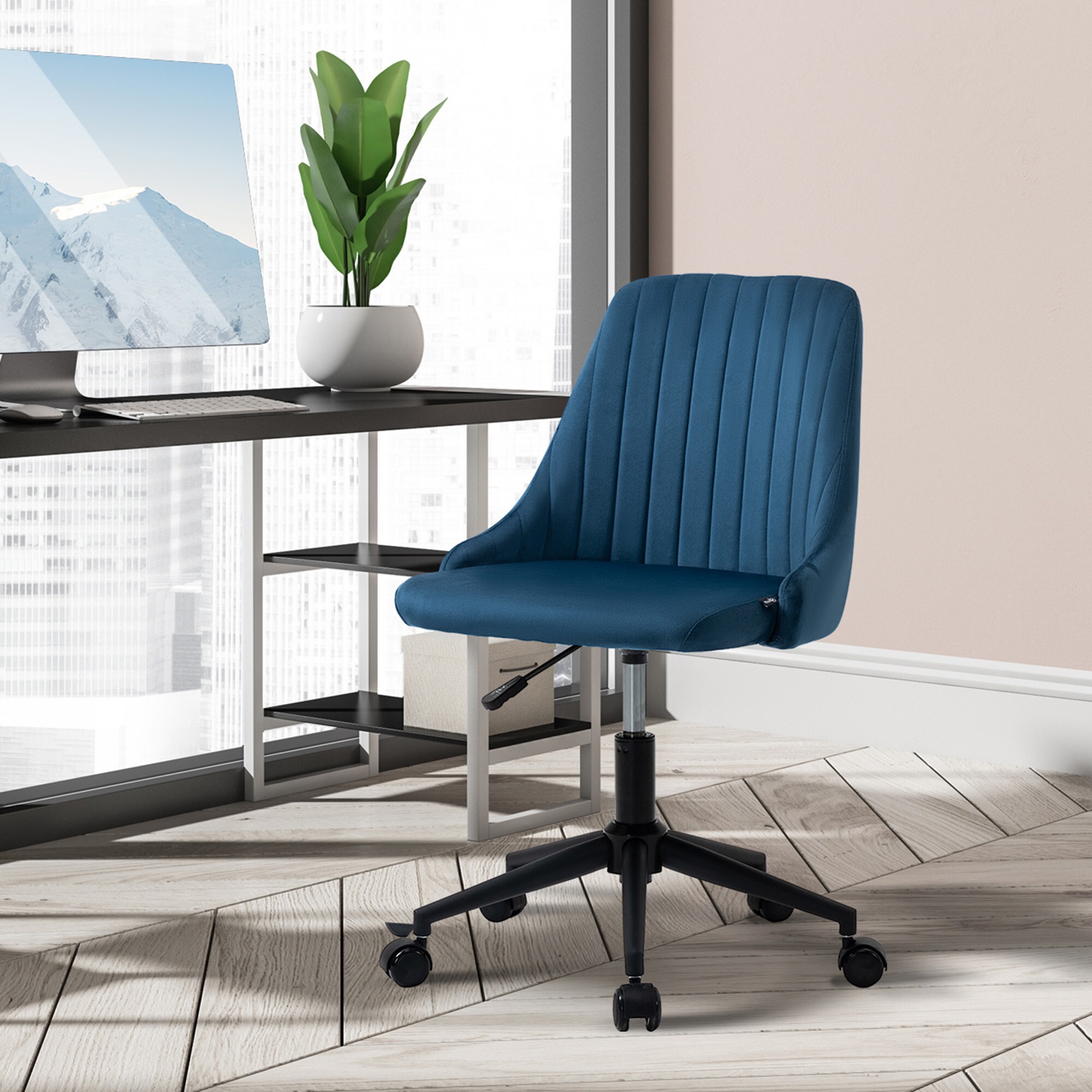 Vinsetto Bürostuhl ergonomisch geformt, high-end gaslift Blau 50 x 58 x 77-85 cm (BxTxH)