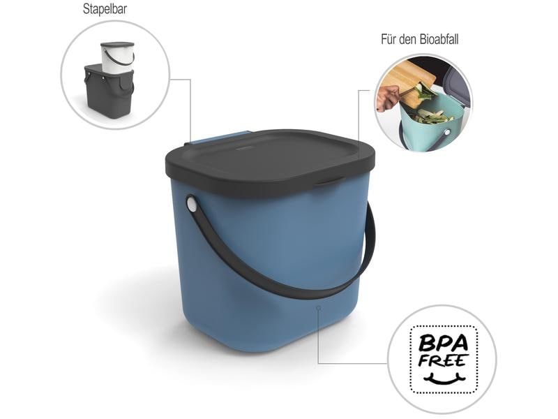 Rotho Recyclingbehälter Albula 6 l, Horizon Blau Recyclingsystem in der Farbe Anthrazit/Blau