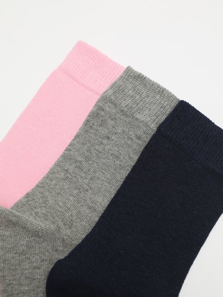 Pacote com 7 pares de meias compridas em cores básicas - tons de rosa