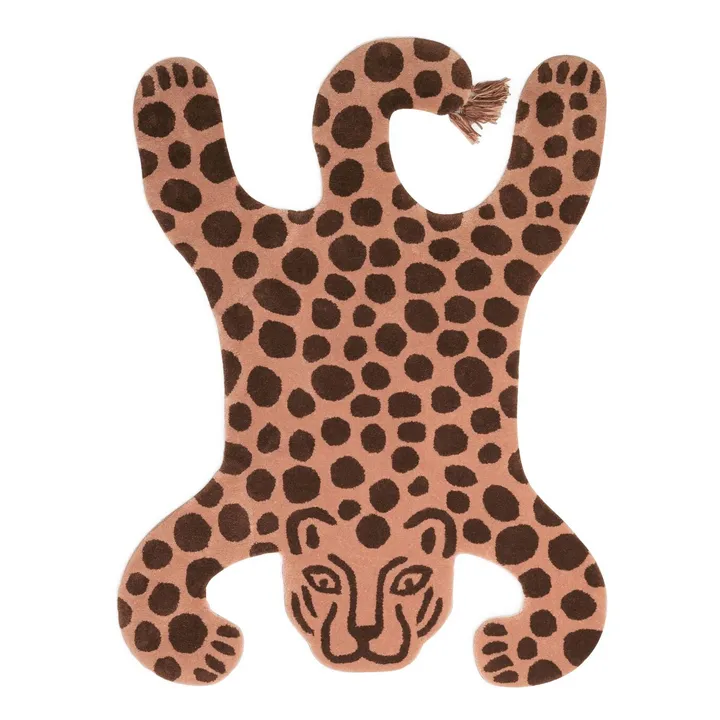 Ferm Living Kids Tapis tufté Safari Léopard 160x118 cm | Rouge brique