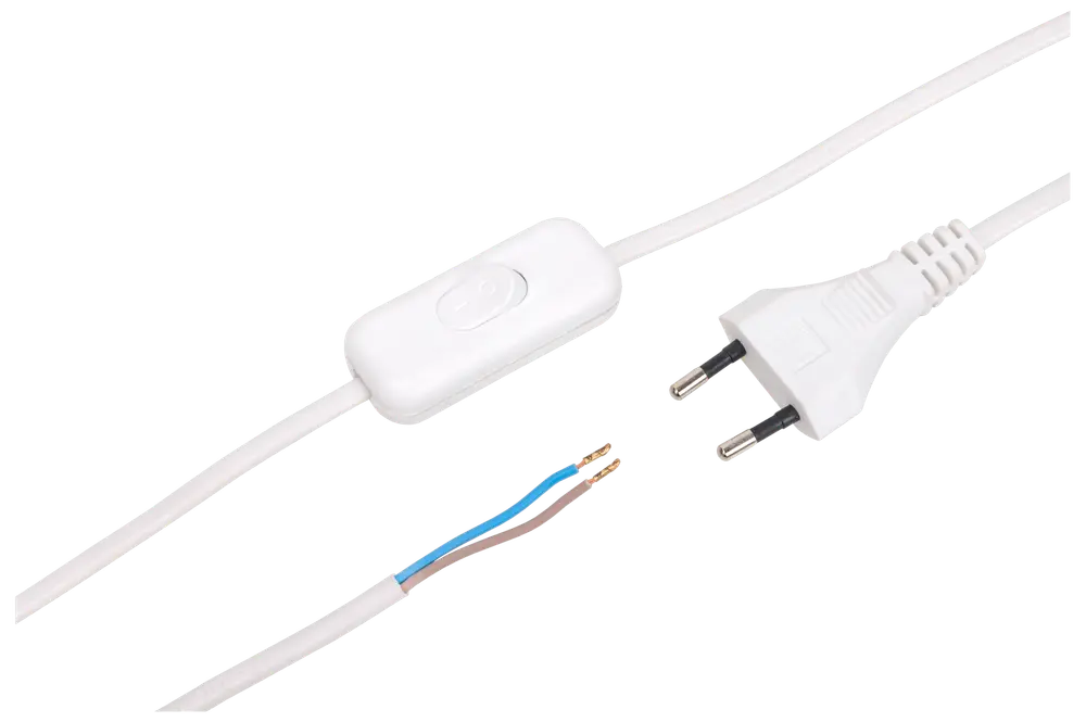 Ledning med afbryder 2 m - hvid