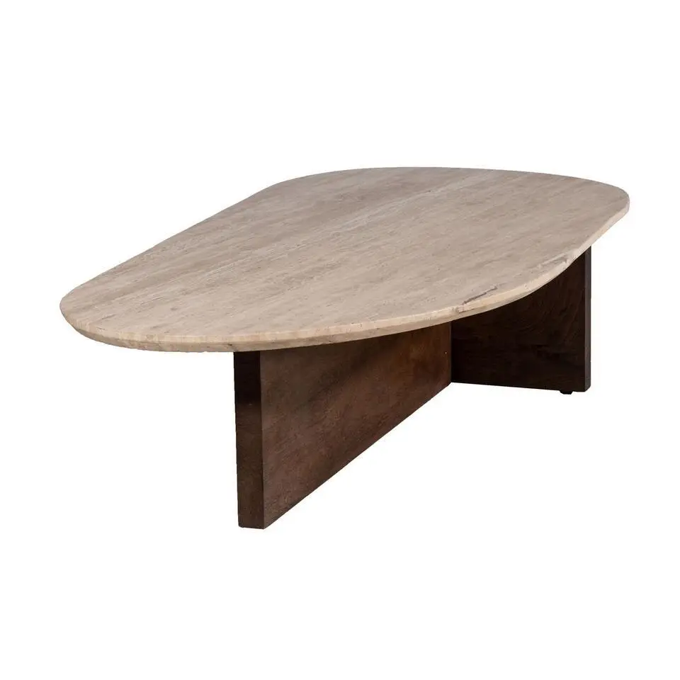 Salontafel Travertin 120cm - Japandi Stijl - Tafel Olaf