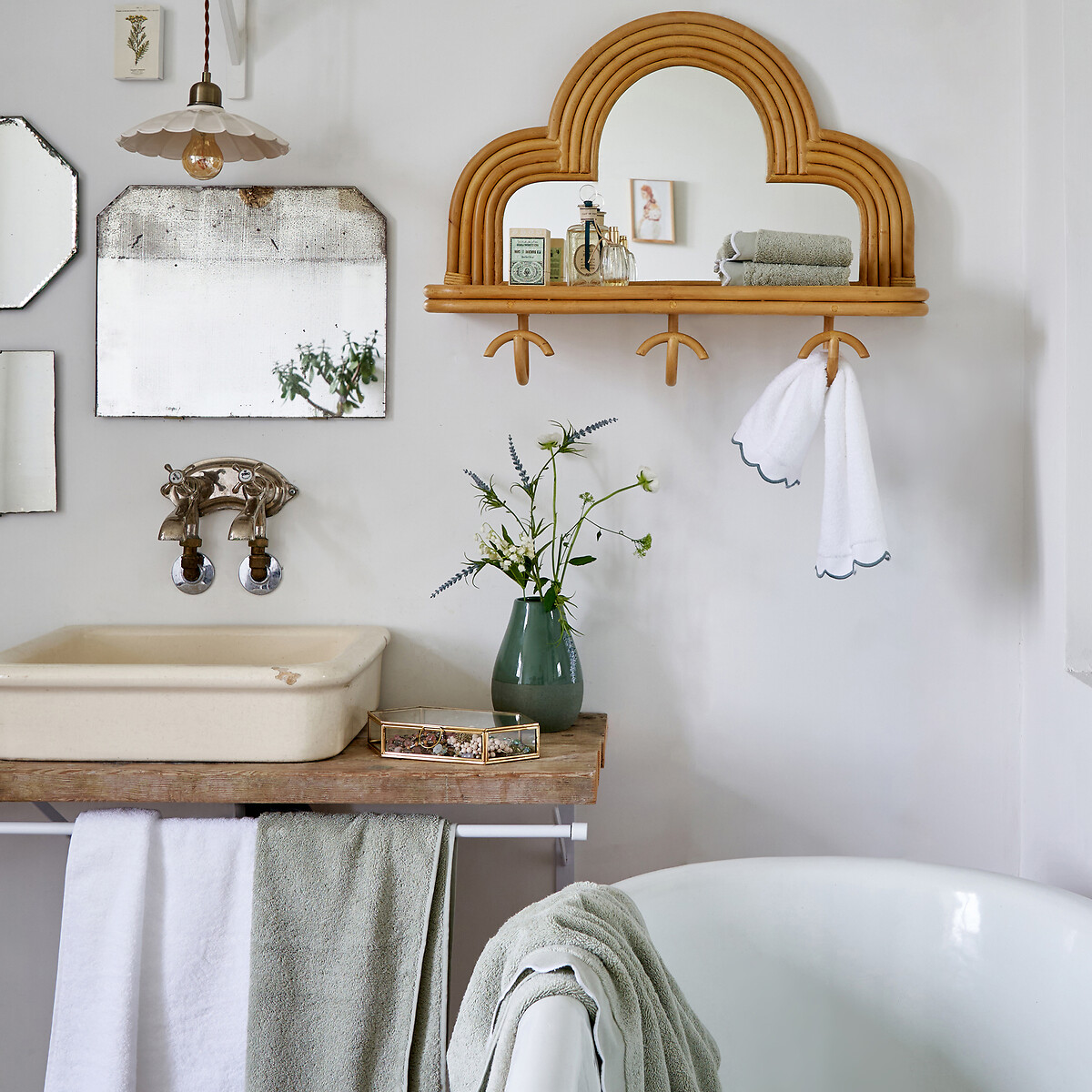 LA REDOUTE INTERIEURS<br>Espelho de rattan com ganchos, Rivia