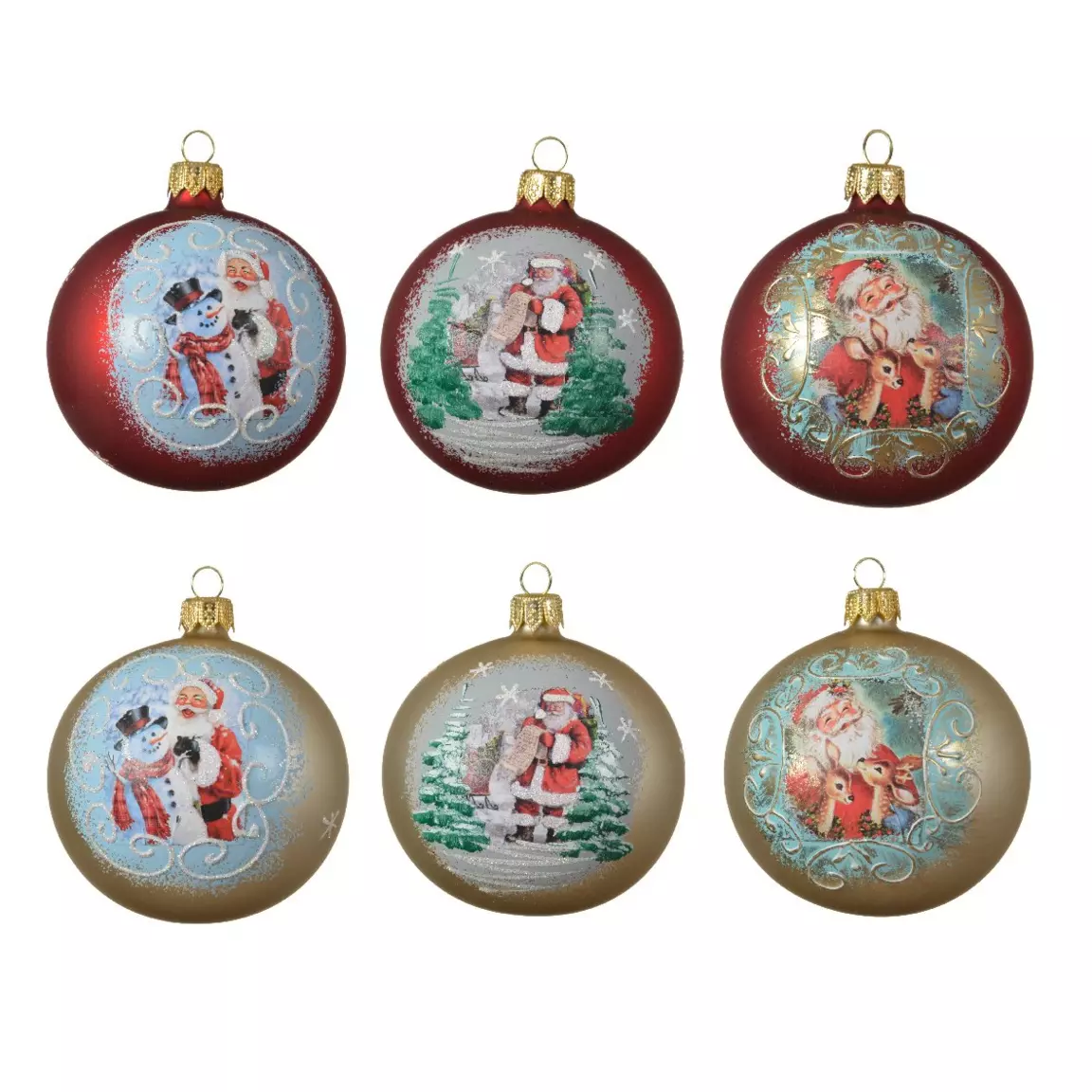 Lot de 6 boules de Noël (D80 mm) Vintage Rouge