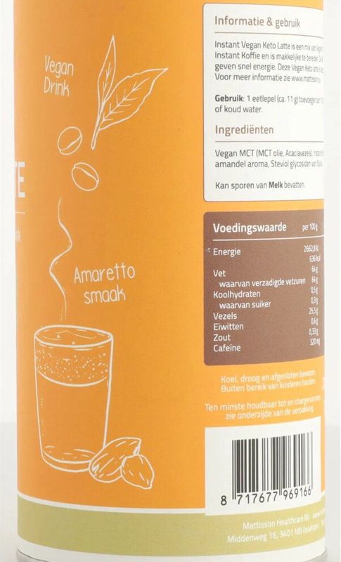 Mattisson - Keto Latte Instant - 200 gr - Oploskoffie