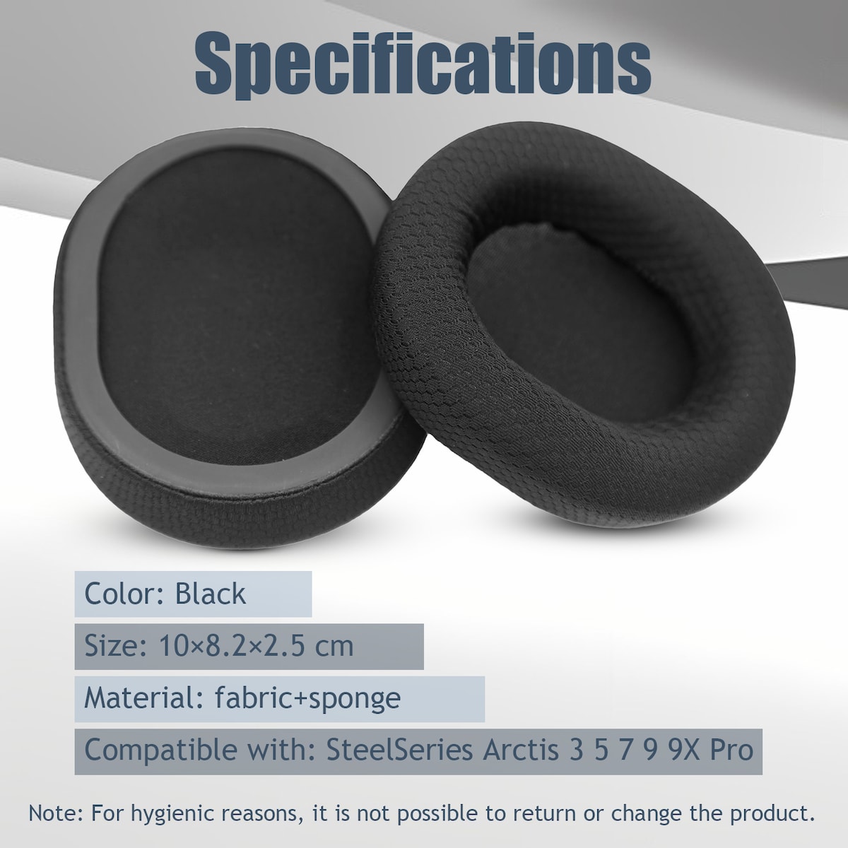Øreputer til SteelSeries Arctis 3/5/7/9/9X/Pro 1 par, sorte