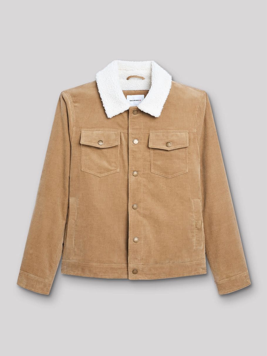 Blouson en velours côtelé col sherpa