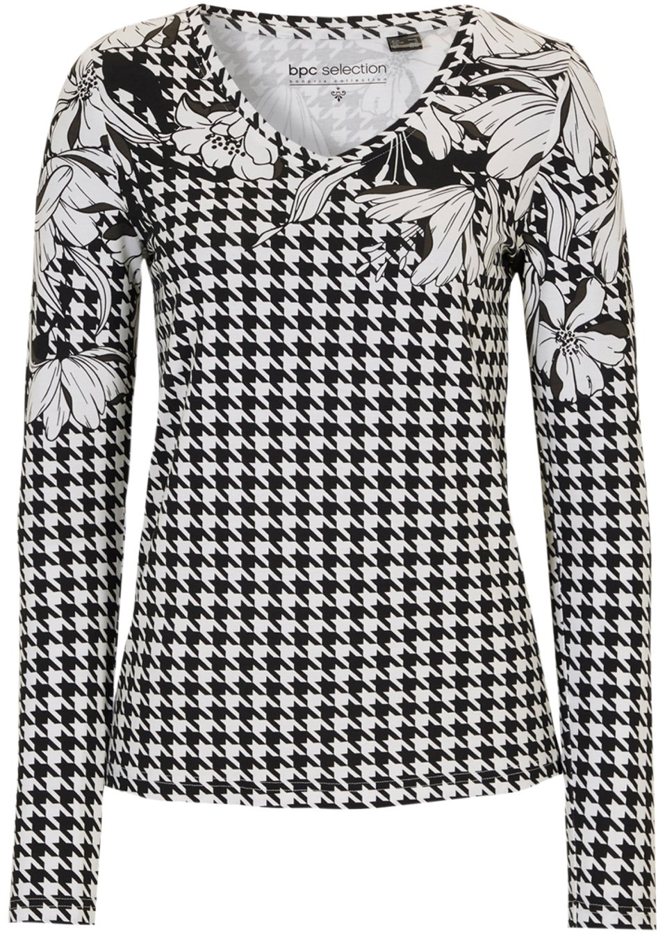 T-shirt manches longues motif pied-de-coq