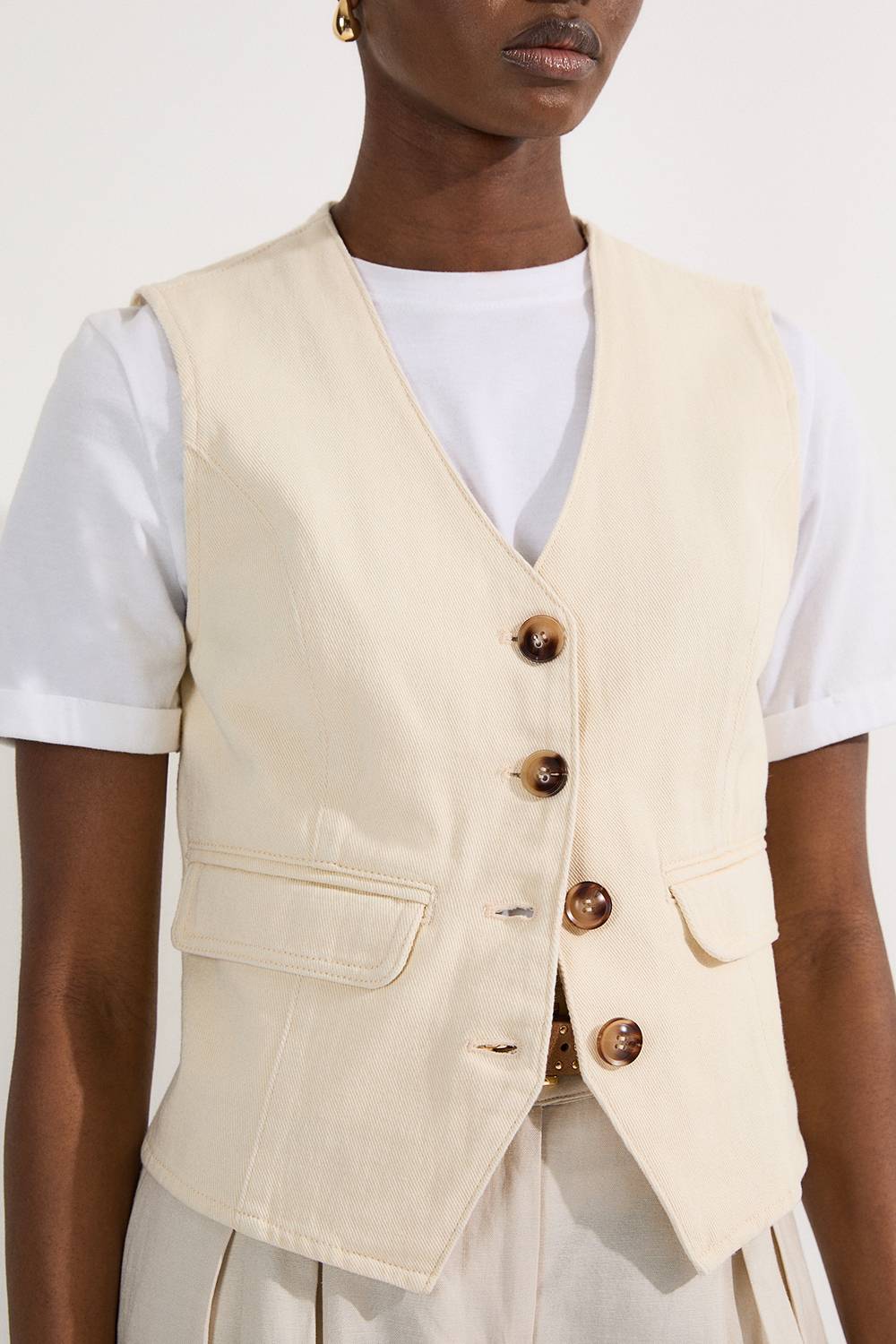 KarenMillen Gilet en denim à boutons traversants