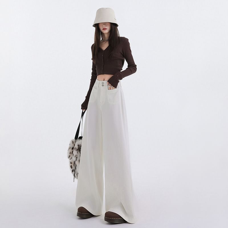 Denimot - Low Rise Washed Wide Leg Jeans (diverse designs)