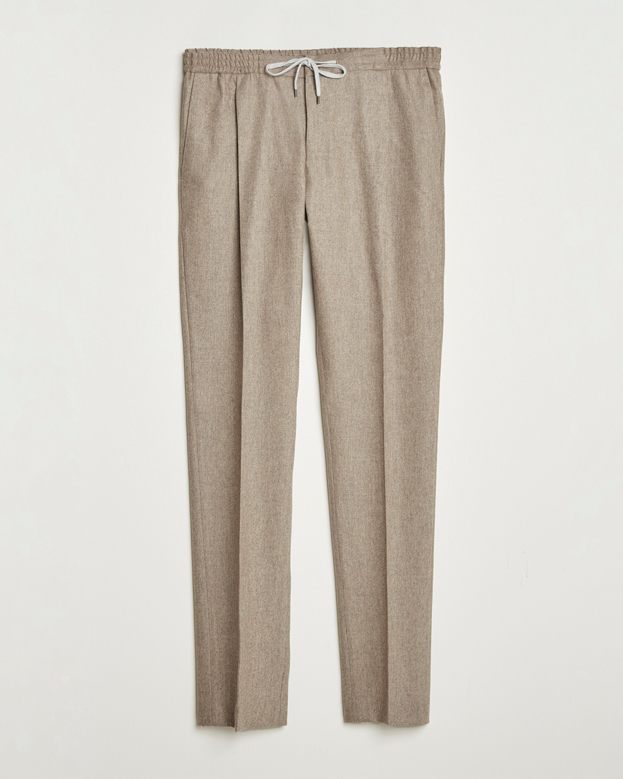 PT01 Slim Fit Wool/Cashmere Drawstring Trousers Beige