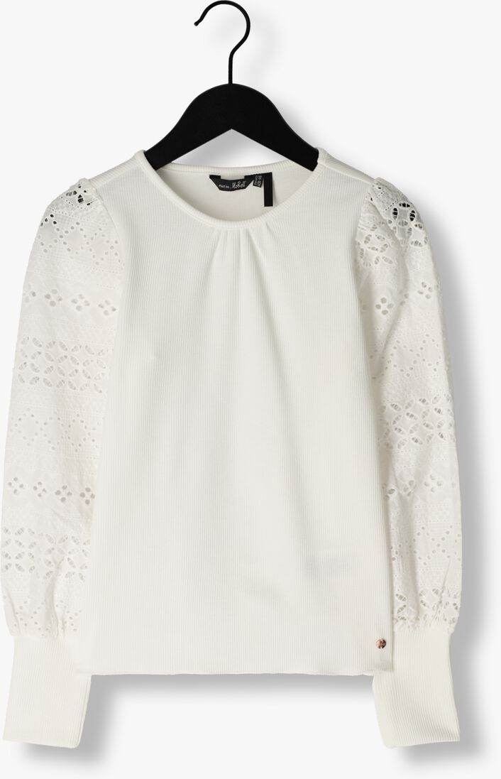 NOBELL witte nobell trui kiva girls rib tshirt with contrast woven sleeves