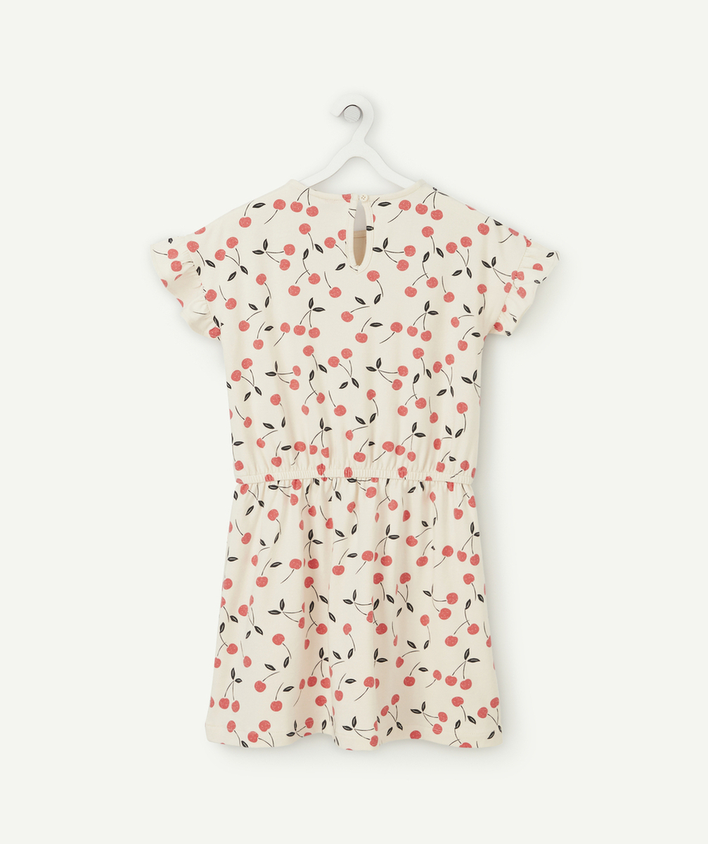 ROBE FILLE ÉCRUE IMPRIMÉE CERISES