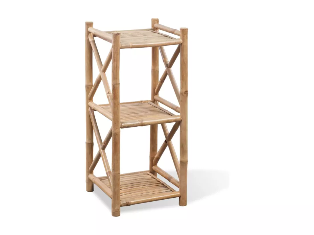 Étagère à 3 niveaux carré bambou