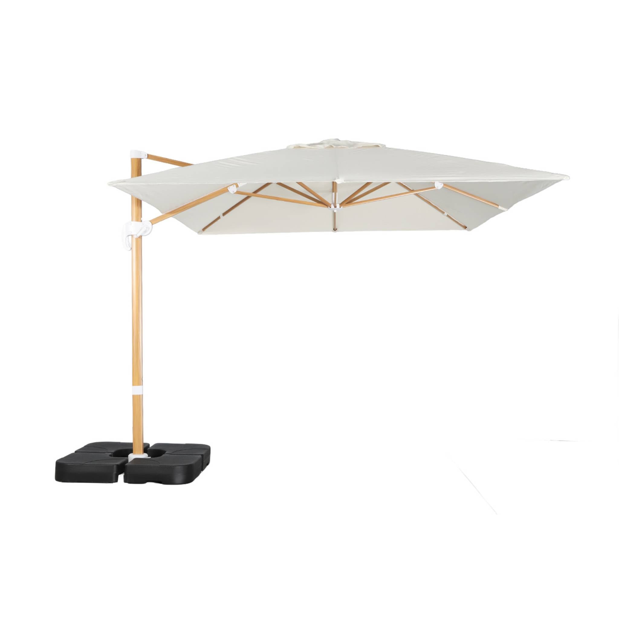 sweeek - Rechthoekige zweefparasol 4x3m mast met houteffect +