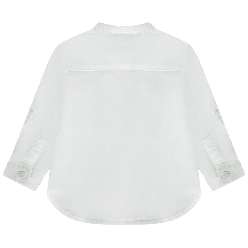 Chemise manches longues col mao pour bébé garçon - Blanc