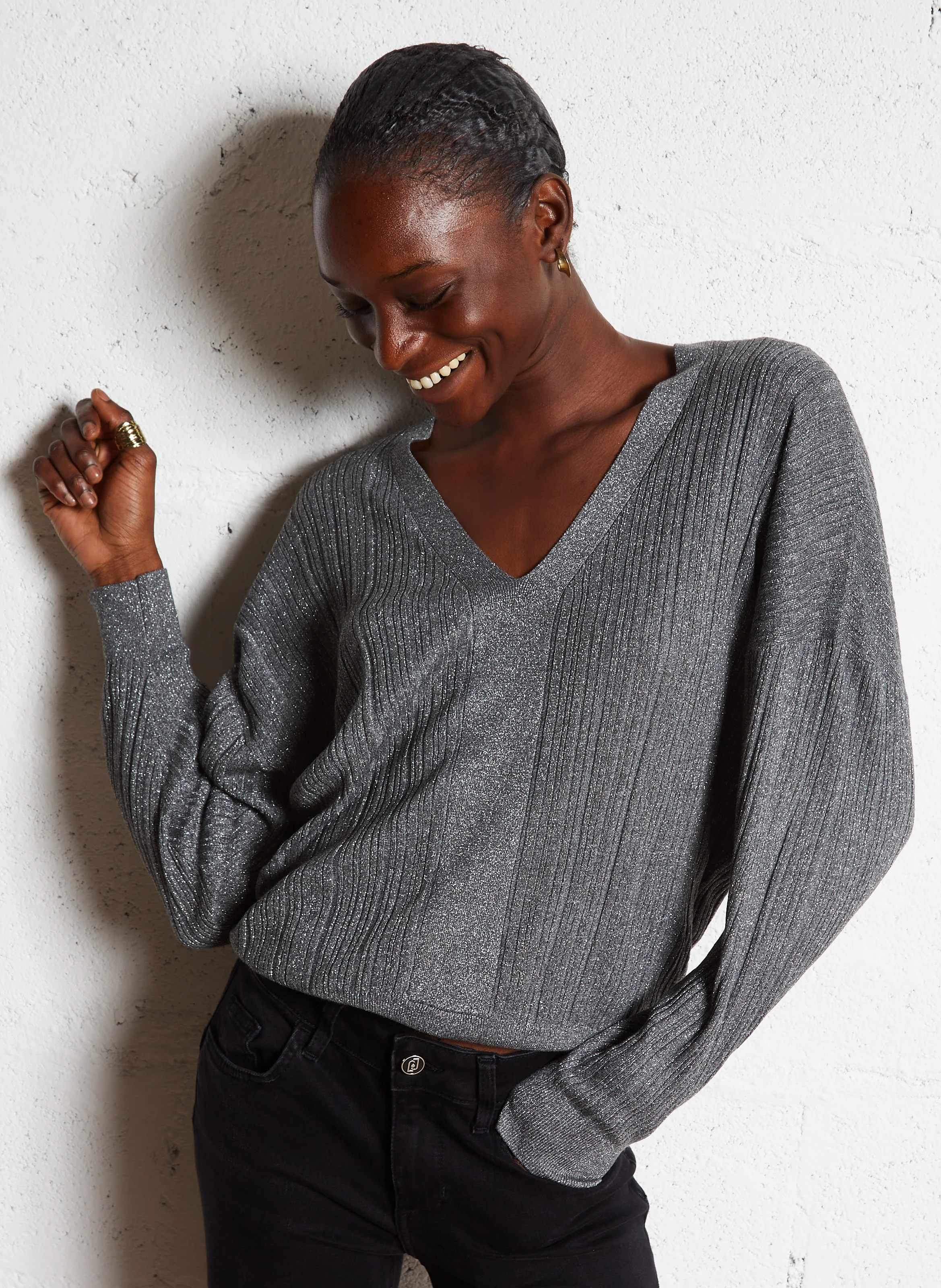 Pull col V| Gris