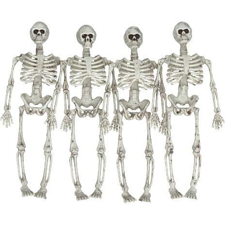 Halloween små skeletter 14 cm 4 pak - hvid