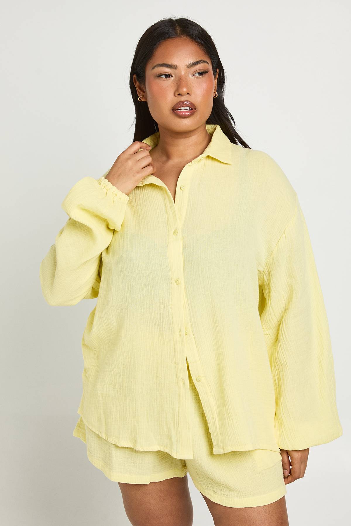 boohoo Chemise De Plage En Gaze De Coton Grande Taille