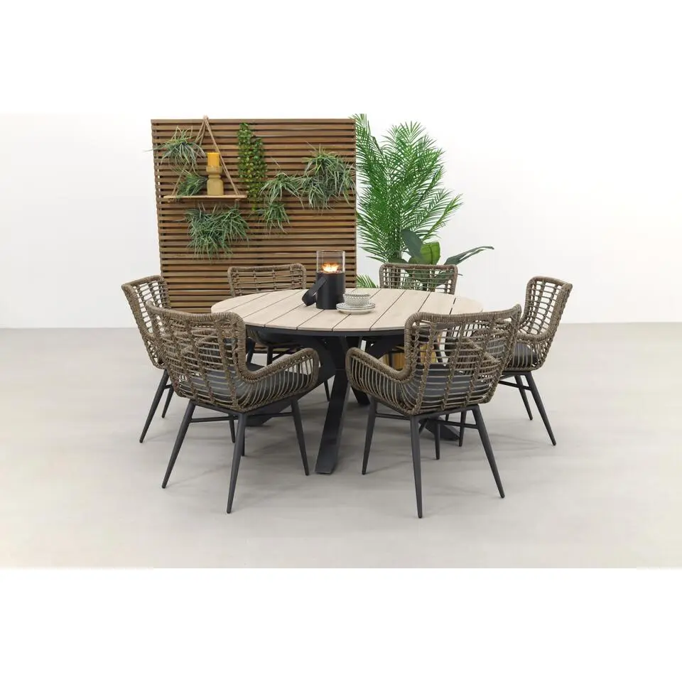 Jasmine natural / Garden Impressions Edison 148 cm. - ronde tuinset