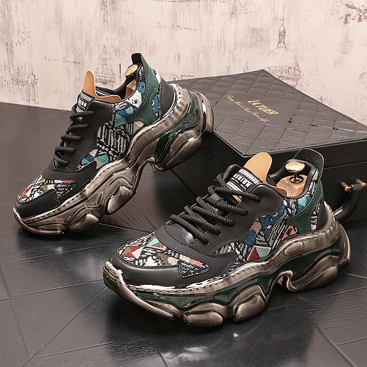 Mr Ozera - Sneakers met vetersluiting en patroonapplicatie