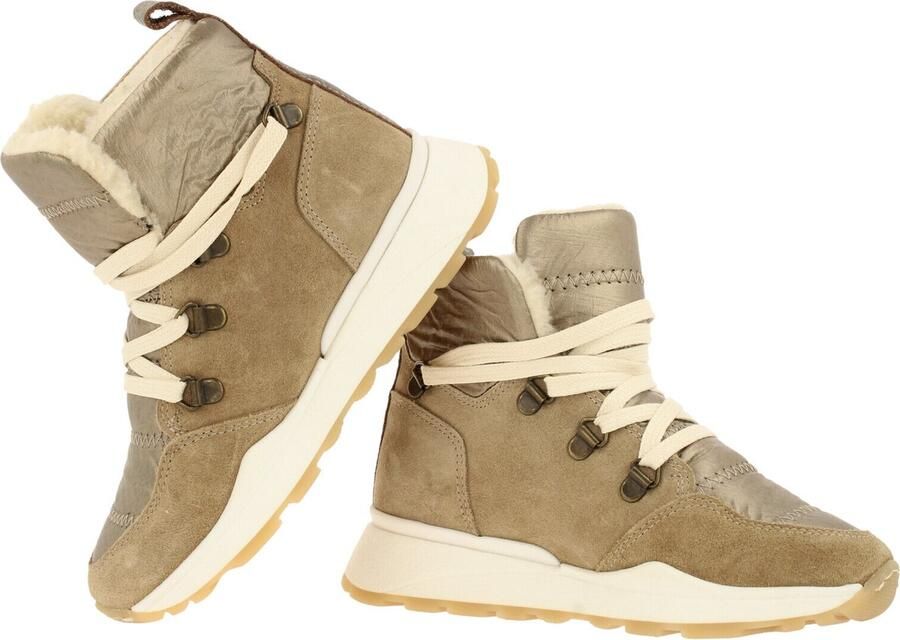 Bullboxer Beige Suède Enkelboots met Stijlvolle Details Beige