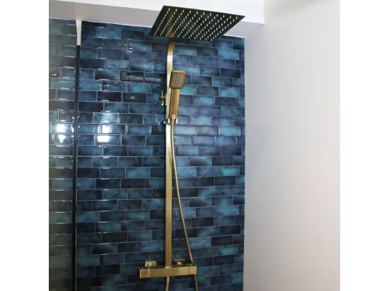 Quartos colonne de douche or brossé avec thermostatique 300 - Essebagno