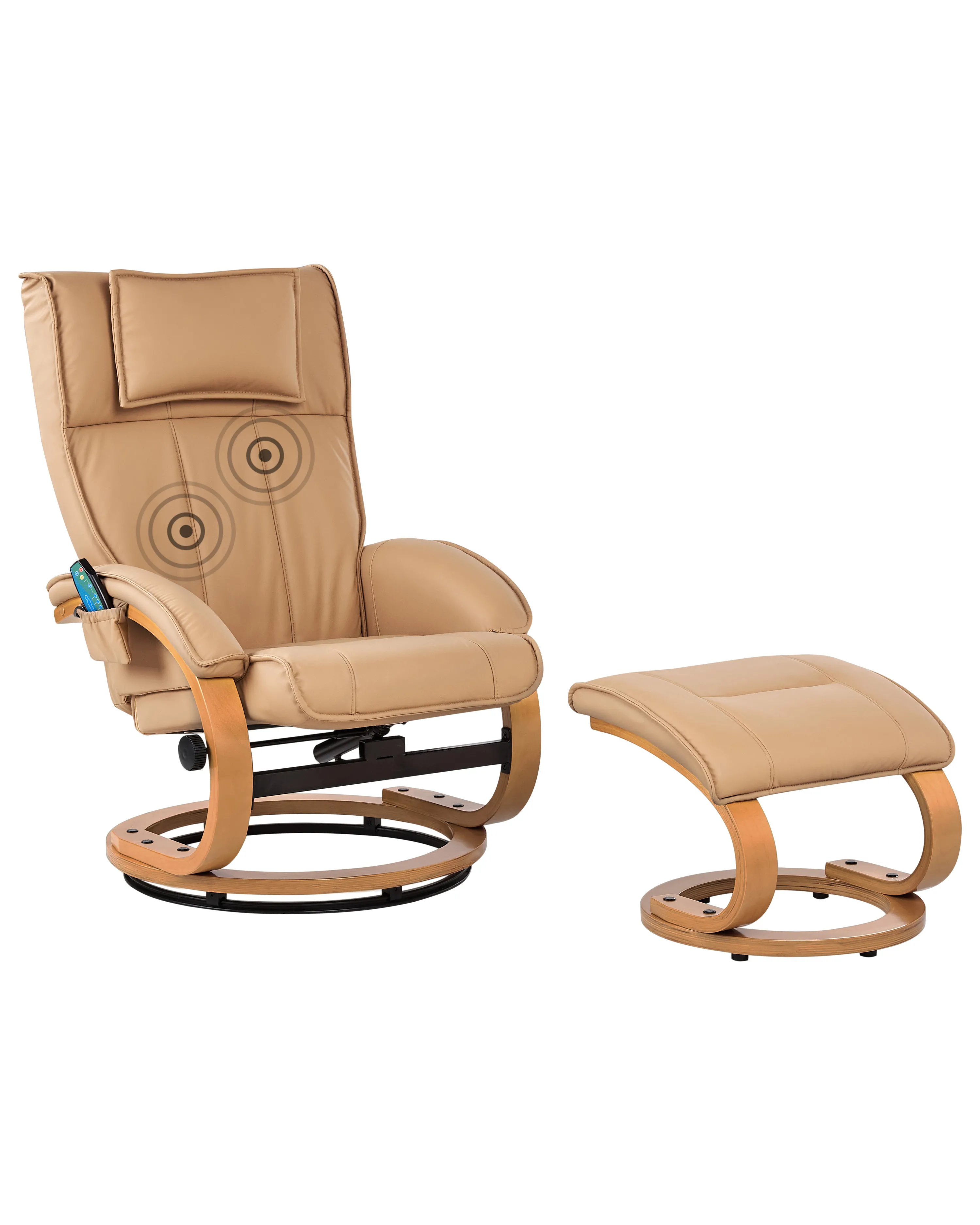 Massagestoel MAJESTIC met voetenbank Kunstleer Lichtbruin