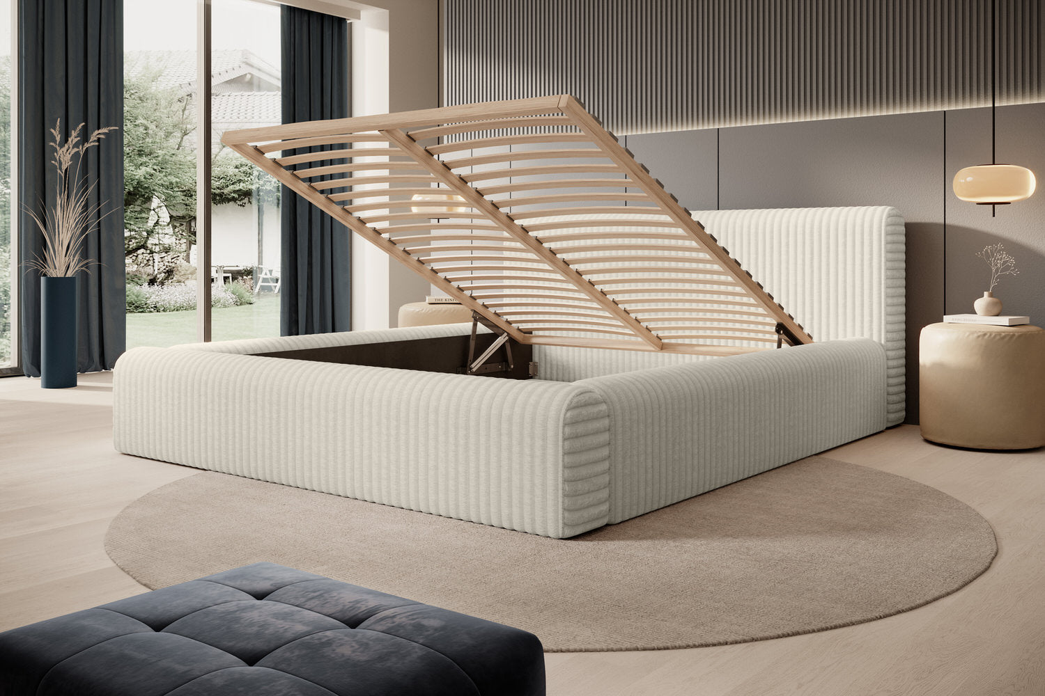 Trae Mobler Hana 160 x 200 cm Gestoffeerd Bed Creme