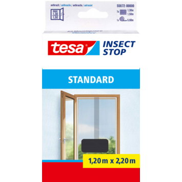 tesa Insect Stop deurhor met klittenband Standard 65x220 cm antraciet 2 stuks