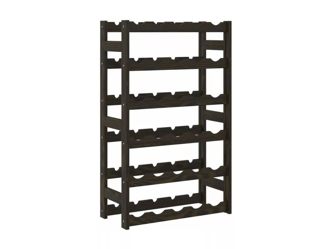 Casier à bouteilles pour 30 bouteilles noir bois pin solide