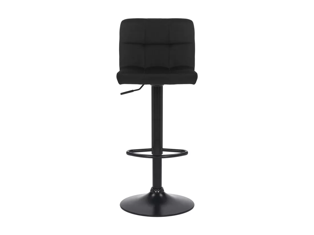 Lot de 2 Tabouret de bar - Velours & Métal noir mat - Noir - Feni