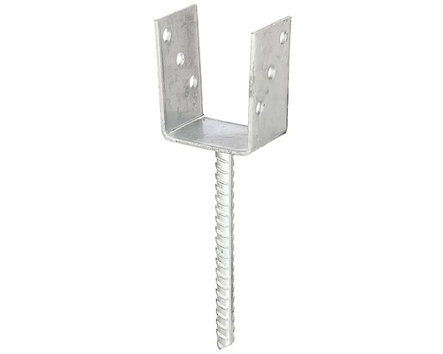 U-vormige paaldrager met betonanker van geribbeld staal, 91 x 100 x 200 mm, thermisch verzinkt, 1 stuk