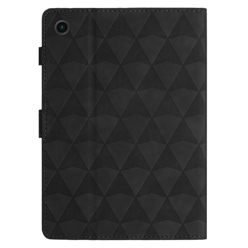 Samsung Galaxy Tab A11  Plus / A9  Plus Leder Tasche Flip Cover mit Magnetverschluss und Kartenfächern im Diamant Look - Schwarz