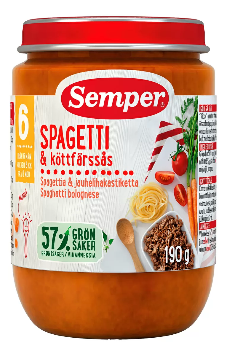 Semper Spaghetti Bolognese 6 mdr. - 190 g.