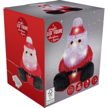 Luca Lightning kerstdecoratie acryl figuur kerstman met LED verlichting 13 x 15 x 16,5 cm