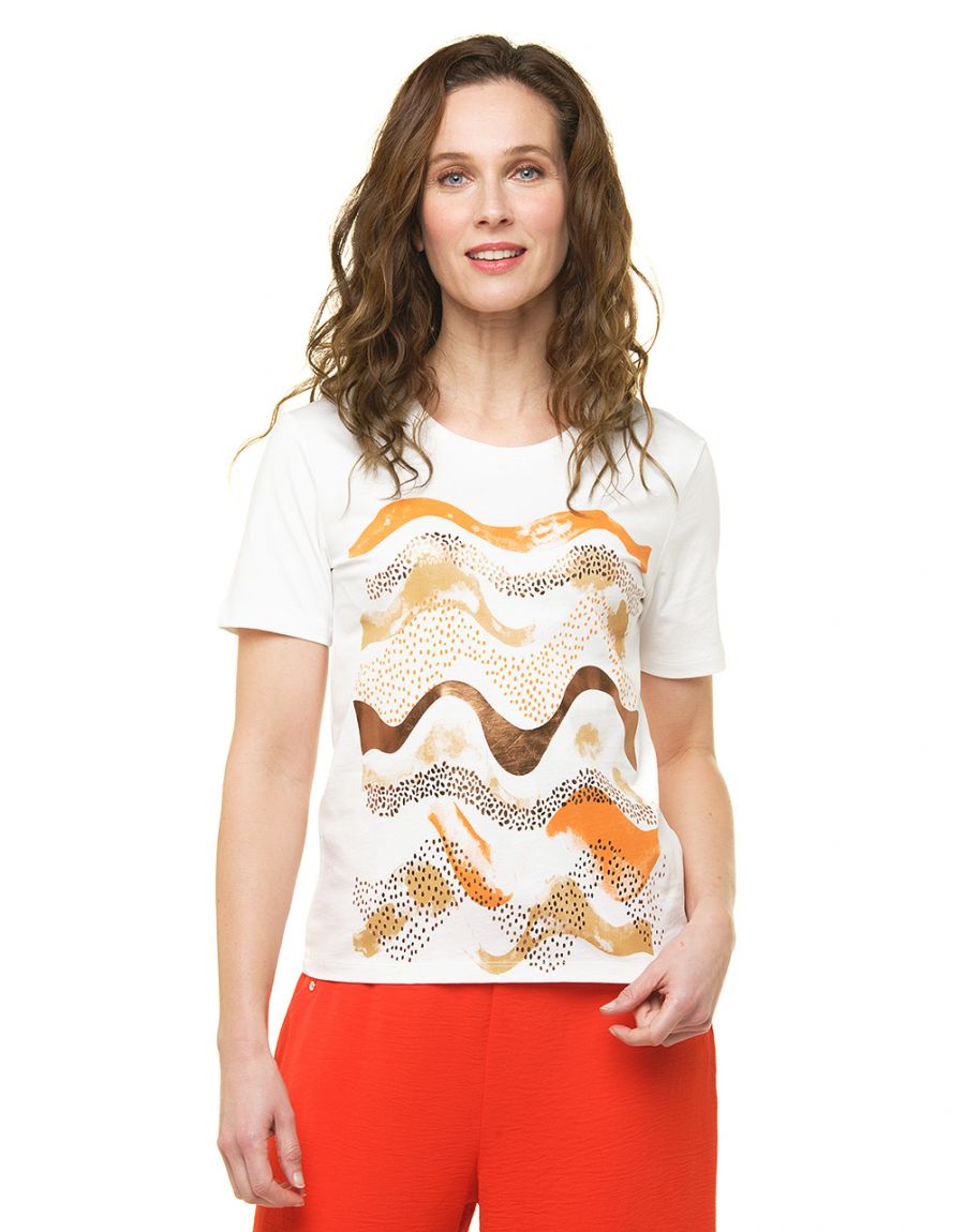 T-shirt blanc à motifs