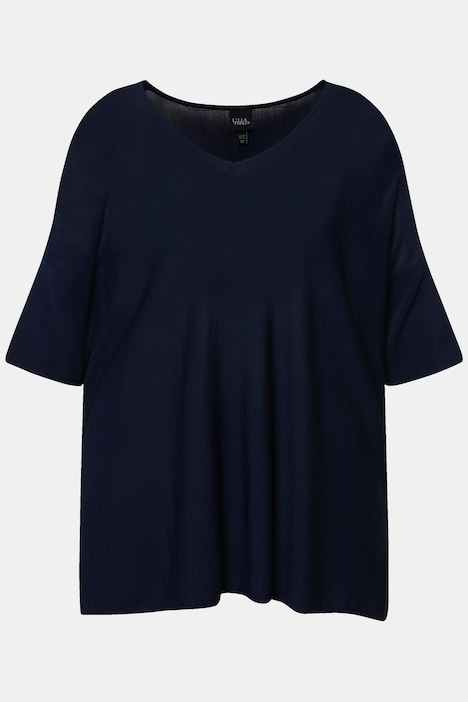 Pullover, Oversized, V-Ausschnitt, Halbarm