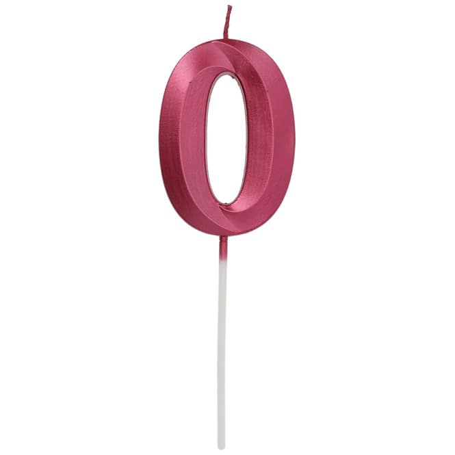 Zahlenkerze - 0 - Glamour Vibes - pink metallic - ca. 7 cm