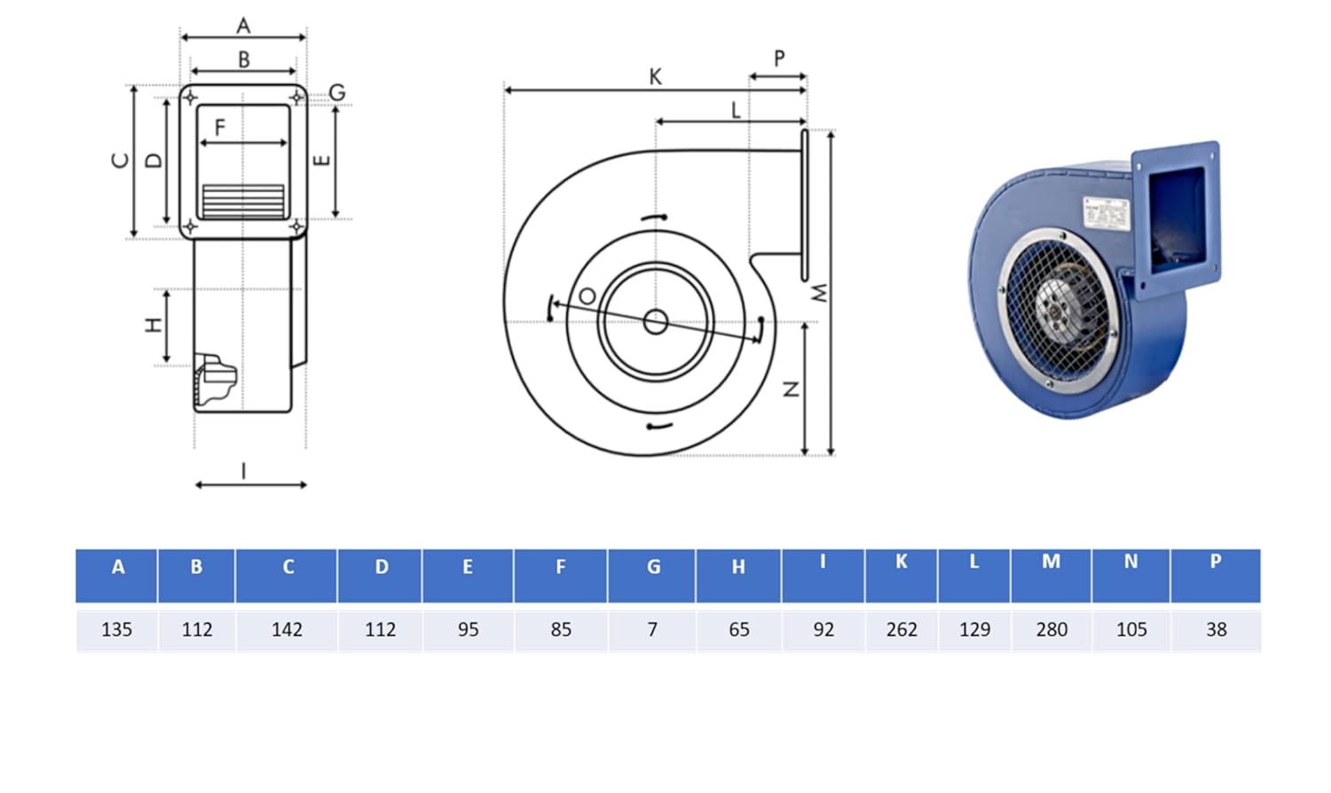 UZMAN Radiallüfter Industrie Druckgebläse Radial Gebläse Kesselgebläse Schmiedefeuer Radialventilatoren aus Aluminium oder Stahlblech - 230 V - 450m³/h bis 1150m³/h (RV 160 ER (1150m³/h))