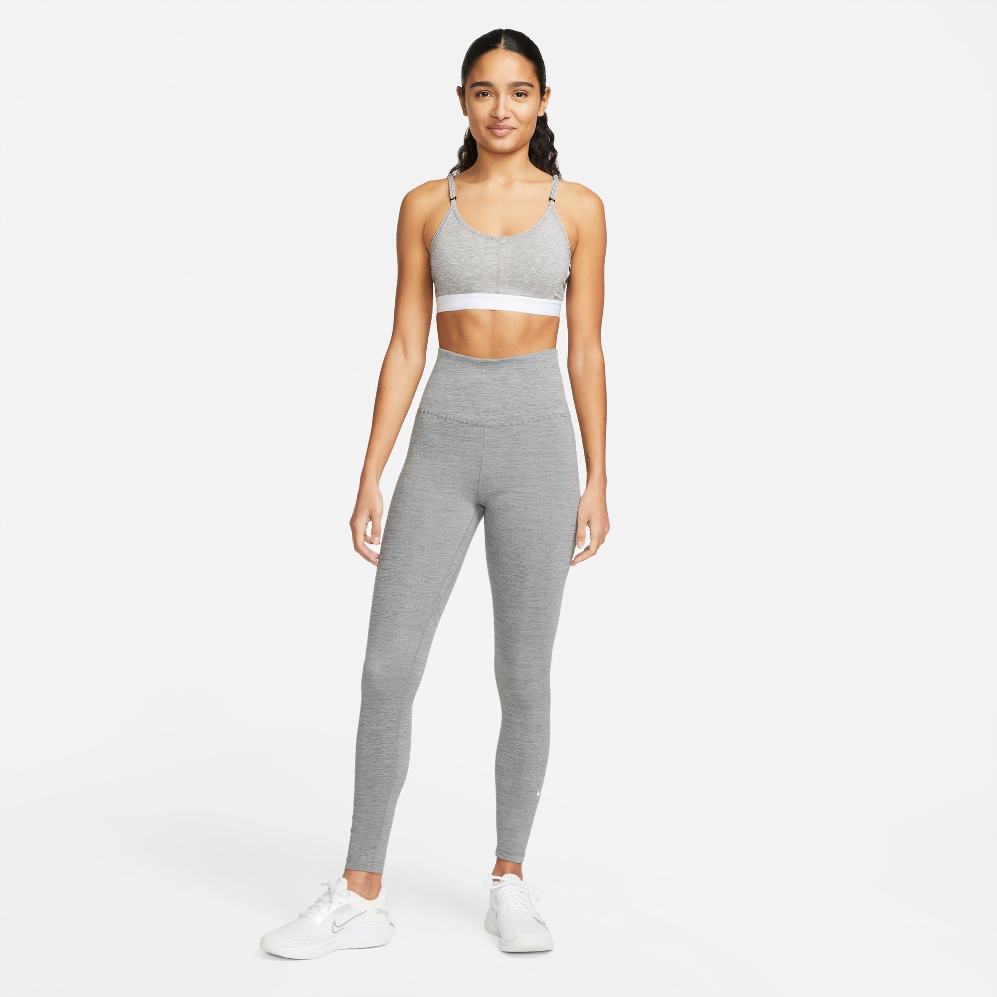 One Dri-FIT High Waist Dame 068/Iron Grey/Heather/White