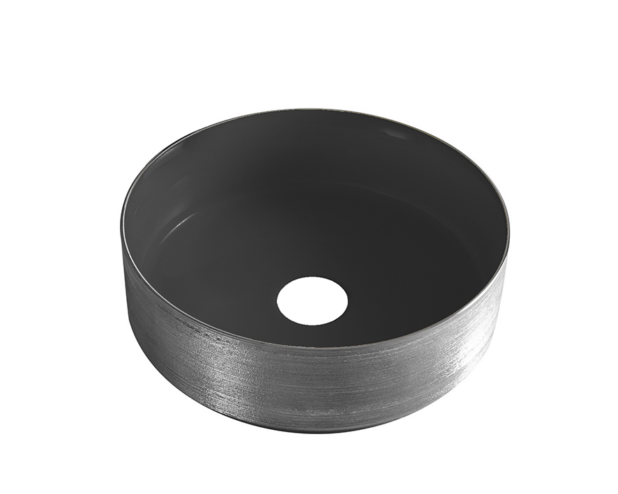 Mueller Ray ronde waskom 36x36x12cm mat zwart/geborsteld gunmetal
